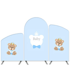 Lofaris Bear Theme Light Blue Baby Shower Arch Backdrop Kit
