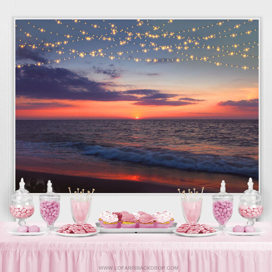 Lofaris Beautiful Summer Sunset Beach Scene Birthday Backdrop