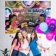 Lofaris Beauty or Beats Party Backdrop for Baby Shower