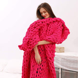 Load image into Gallery viewer, Lofaris Bedroom Decoration Thick Soft Rose Red Chunky Knit Blanket