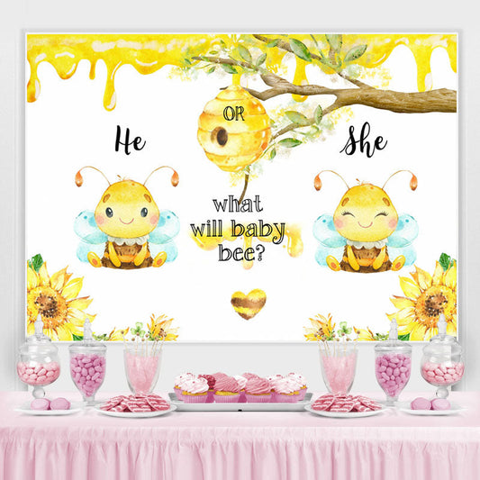 Lofaris Bee Themed Gender Reveal Backdrop Cute Party