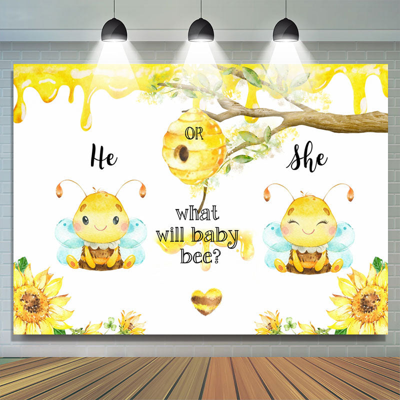 Lofaris Bee Themed Gender Reveal Backdrop Cute Party