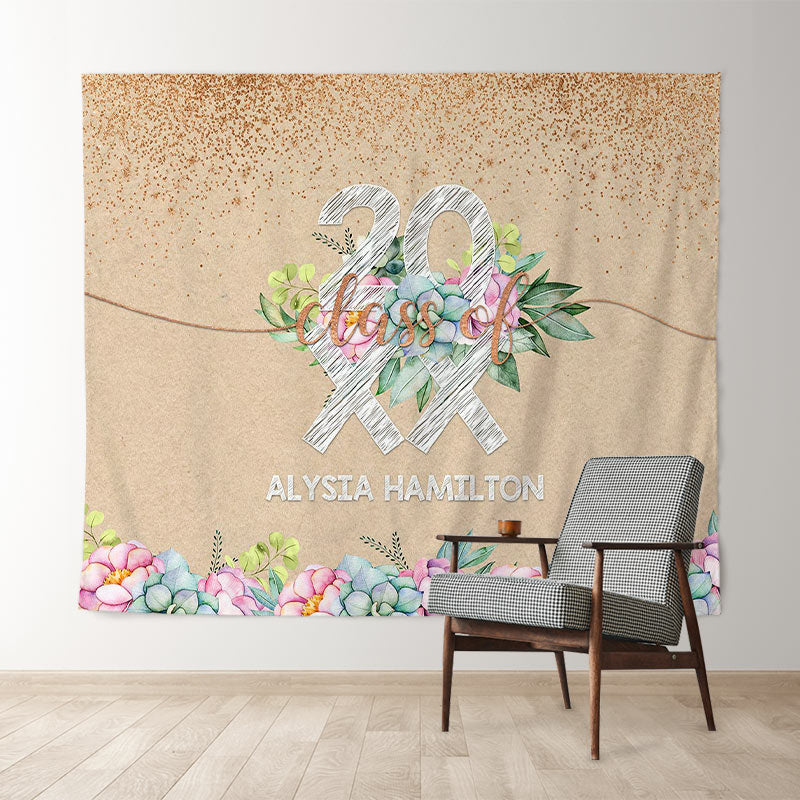 Lofaris Beige And Floral Themed Class Of 2022 Simple Backdrop