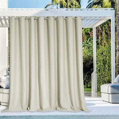 Lofaris Beige Pergola Waterproof Grommet Top Outdoor Curtains for Front Porch