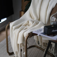 Lofaris Beige Soft Bed Throw Blanket Sofa Versatile