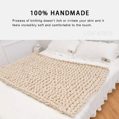Lofaris Beige Soft Chenille Chunky Knit Blanket For Home Decoration