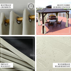 Lofaris Beige Waterproof Grommet Top Outdoor Curtains for Patio
