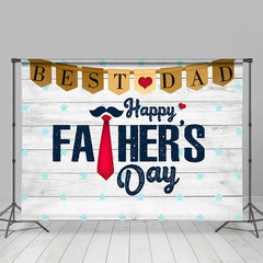 Lofaris Best Dad White Wood Star Happy Fathers Day Backdrop