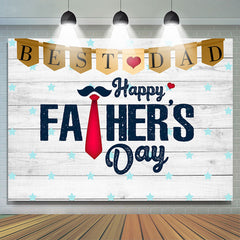 Lofaris Best Dad White Wood Star Happy Fathers Day Backdrop