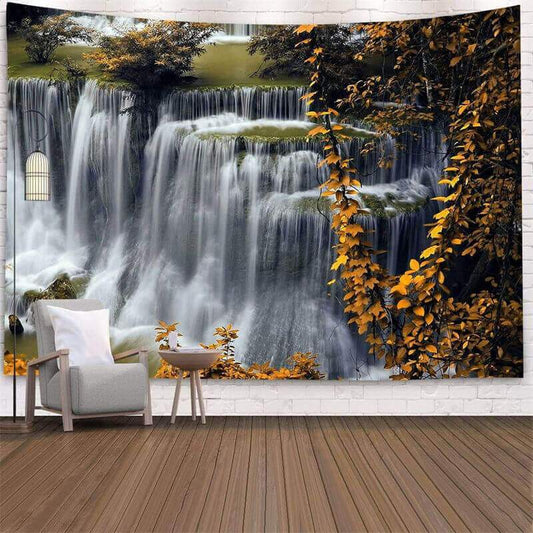Lofaris Big Waterfull Forest 3D Printed Landscape Wall Tapestry