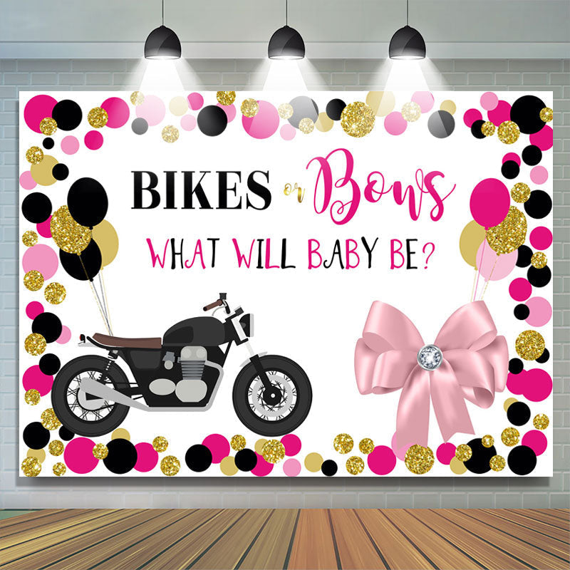 Lofaris Bikes Or Bows Glitter Backdrop For Baby Shower Party