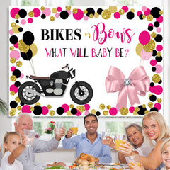 Lofaris Bikes Or Bows Glitter Backdrop For Baby Shower Party