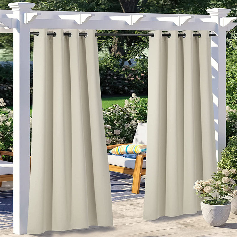 Pergola Beige Waterproof Grommet Top Outdoor Curtains for Front Porch ...
