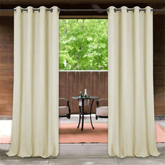 Lofaris Beige Pergola Waterproof Grommet Top Outdoor Curtains for Front Porch