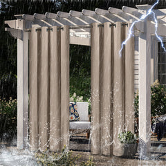 Lofaris Khaki Waterproof Grommet Top Outdoor Curtains for Porch