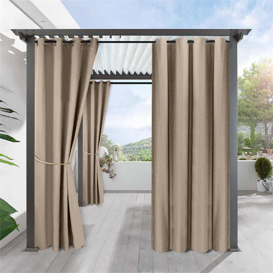Lofaris Khaki Waterproof Grommet Top Outdoor Curtains for Porch