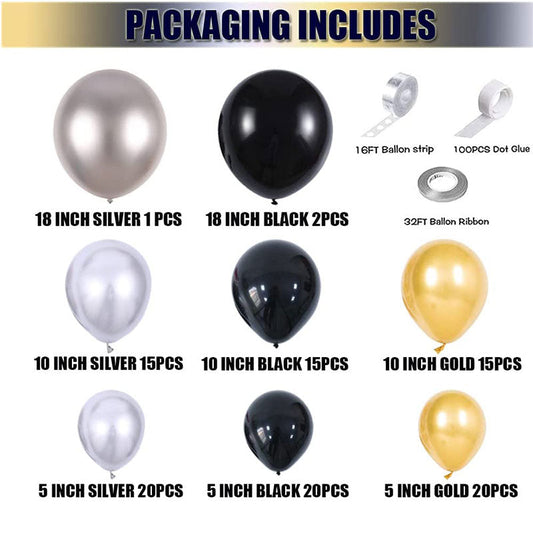 Lofaris Black 110 Pack Balloon Garland Kit | Arch Party Decorations - Gold | Silver