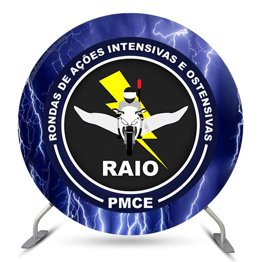 Lofaris Black And Blue Motorcycle Theme Round Backdrop Kit