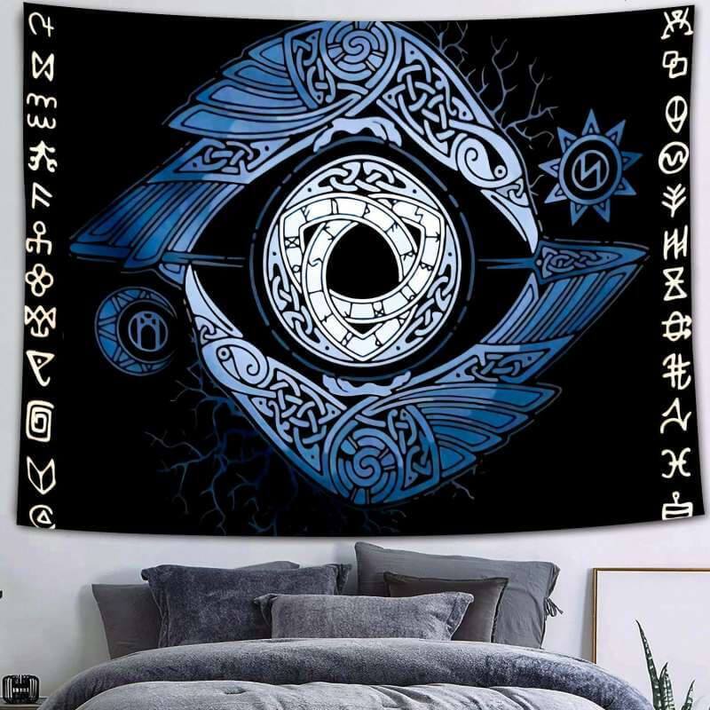 Lofaris Black And Blue Mysterious Trippy Divination Wall Tapestry