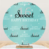 Load image into Gallery viewer, Lofaris Black And Blue Sweet 16th Round Happy Birthday Backdrop