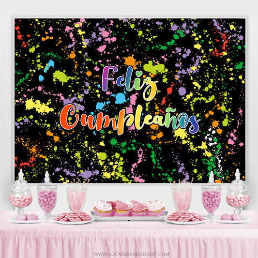 Lofaris Black And Color Graffiti Happy Birthday Backdrop