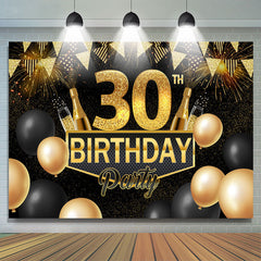Lofaris Black and Gold Balloon 30Th Birthday Party Backdrop