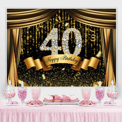 Lofaris Black And Gold Glitter Bokeh 40th Birthday Backdrop