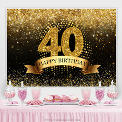 Lofaris Black and Gold Glitter Bokeh 40Th Birthday Backdrop