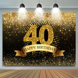 Load image into Gallery viewer, Lofaris Black and Gold Glitter Bokeh 40Th Birthday Backdrop