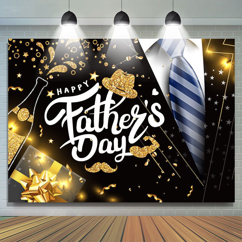 Lofaris Black And Gold Glitter Happy Fathers Day Party Backdrop