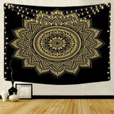 Load image into Gallery viewer, Lofaris Black And Gold Simple Bohemian Mandala Wall Tapestry