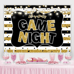 Lofaris Black and Gold Stripes Photo Game Night Party Backdrop