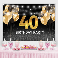 Lofaris Black and Golden Balloons 40th Birthday Party Backdrop