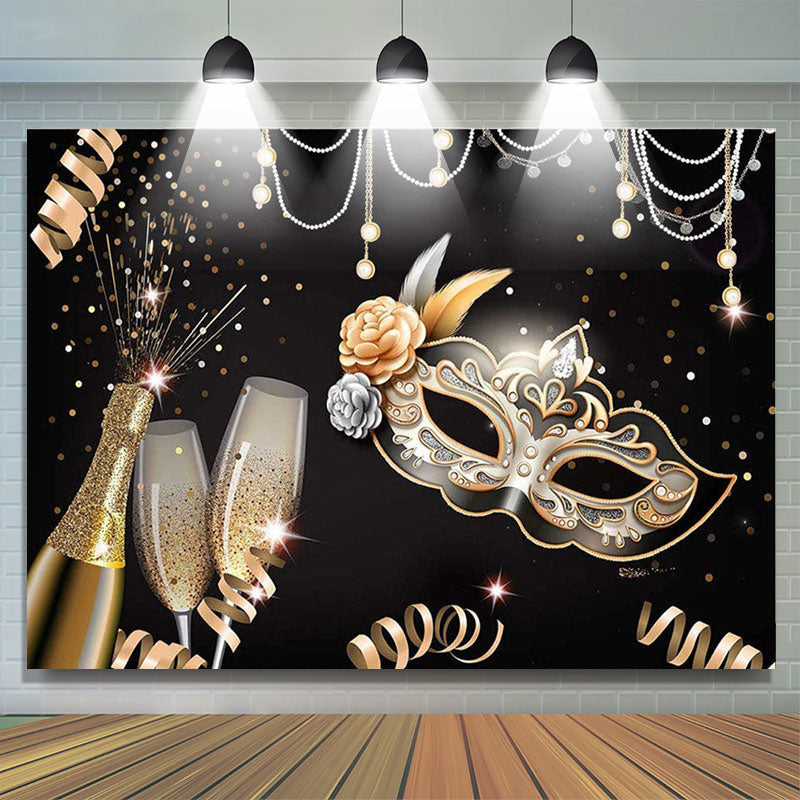 Background Panel Mask Black And Golden Champagne Mask Gorgeous Backdrop