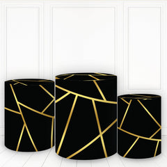 Lofaris Black And Golden Geometry Pillar Wrap Classical Cylinder Cover