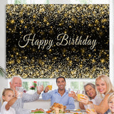 Load image into Gallery viewer, Lofaris Black and Golden Glitter Happy Birthday Party Backdrop