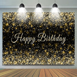 Load image into Gallery viewer, Lofaris Black and Golden Glitter Happy Birthday Party Backdrop