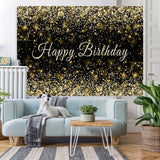 Load image into Gallery viewer, Lofaris Black and Golden Glitter Happy Birthday Party Backdrop
