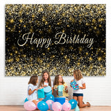 Load image into Gallery viewer, Lofaris Black and Golden Glitter Happy Birthday Party Backdrop