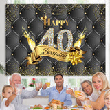 Load image into Gallery viewer, Lofaris Black And Golden Happy 40Th Birthday Dots Backdrop