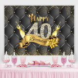 Load image into Gallery viewer, Lofaris Black And Golden Happy 40Th Birthday Dots Backdrop