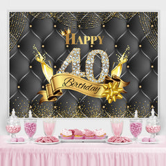 Lofaris Black And Golden Happy 40Th Birthday Dots Backdrop