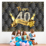Load image into Gallery viewer, Lofaris Black And Golden Happy 40Th Birthday Dots Backdrop