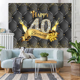 Load image into Gallery viewer, Lofaris Black And Golden Happy 40Th Birthday Dots Backdrop