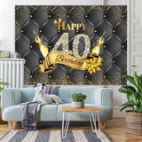 Load image into Gallery viewer, Lofaris Black And Golden Happy 40Th Birthday Dots Backdrop