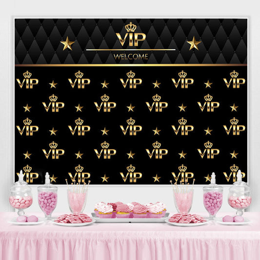 Lofaris Black And Golden Welcome Vip Happy Birthday Backdrop