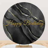 Load image into Gallery viewer, Lofaris Black And Grey Abstract Gold Round Birthday Backdrop