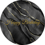 Load image into Gallery viewer, Lofaris Black And Grey Abstract Gold Round Birthday Backdrop