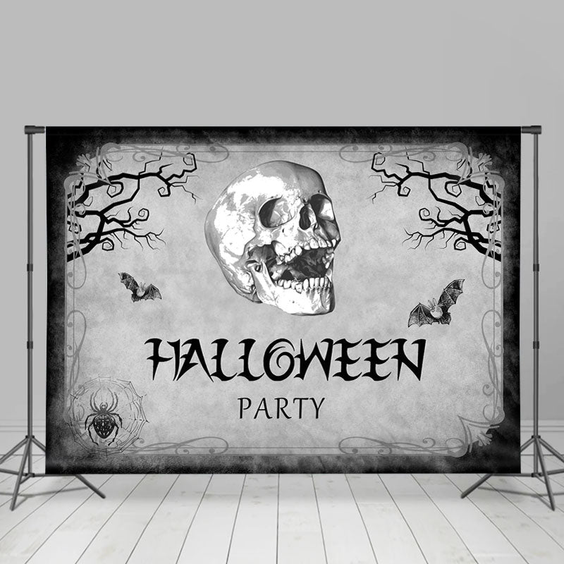 Lofaris Black And Grey Skull Theme Backdrop For Halloween Party