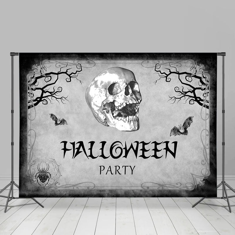 Black Horrible Skeleton Halloween Backdrop For Party - Lofaris